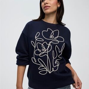 Reitmans blue Sweater with Ivory Accents